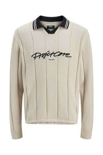 JACK & JONES Strick-Polo zweifarbig