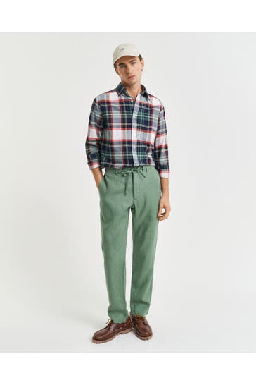 GANT Leinenhose olivgrün