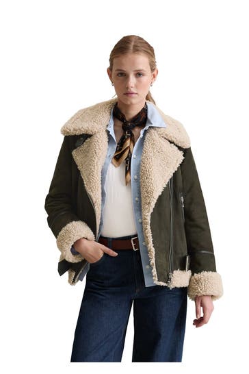 MARC O'POLO DENIM Lederjacke moosgrün