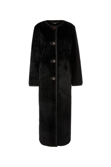 MARC CAIN Kunstpelz-Mantel schwarz