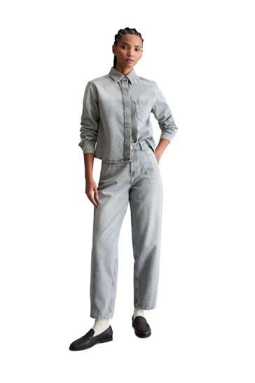 MARC O'POLO DENIM Jeansbluse hellgrau