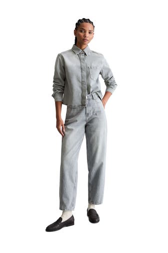 MARC O'POLO DENIM Jeansbluse hellgrau