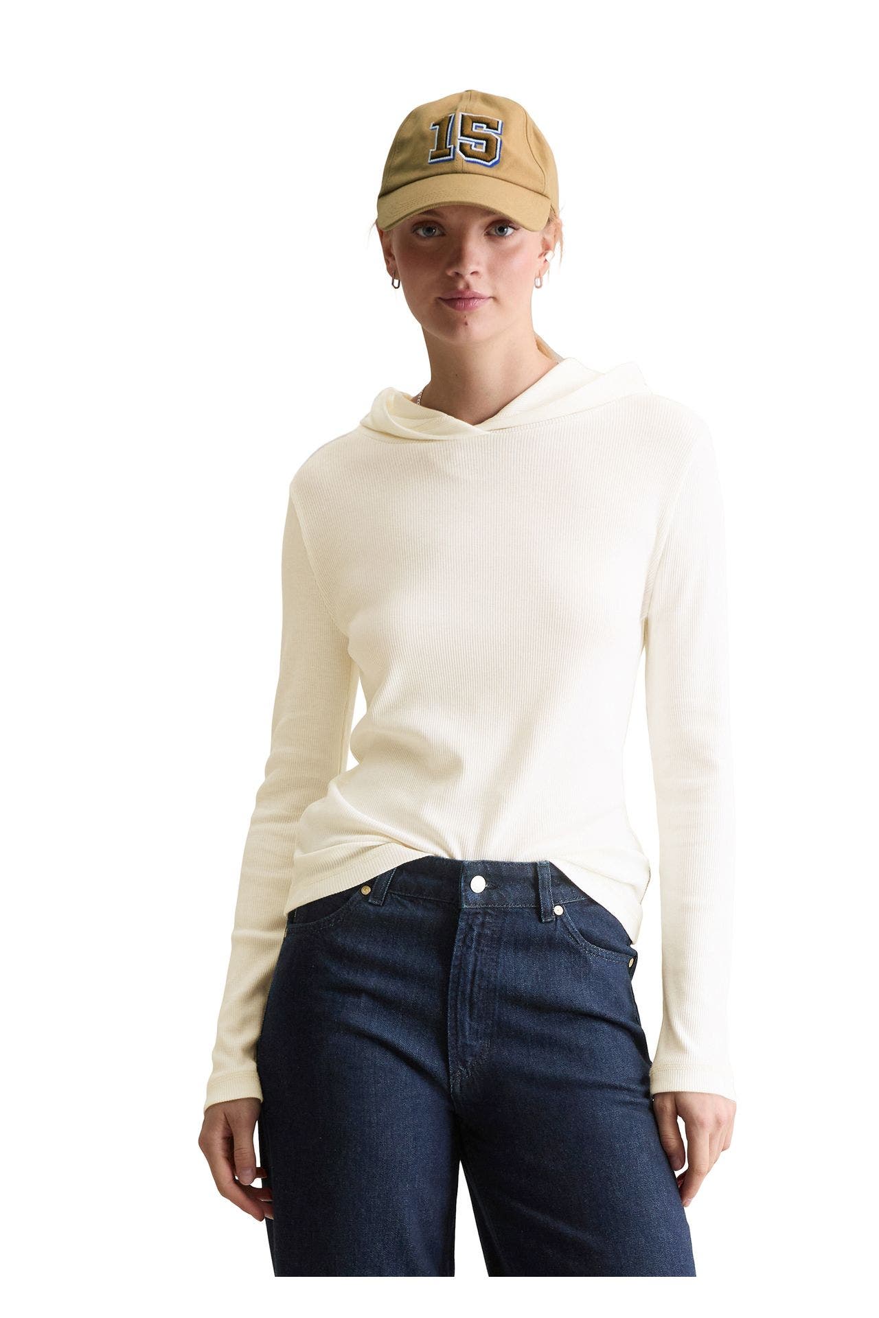 MARC O'POLO DENIM Kapuzen-Longsleeve ecru, Bild 1