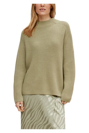 COMMA, Wollmix-Pullover grün