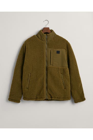 GANT Teddy-Fleece-Jacke oliv