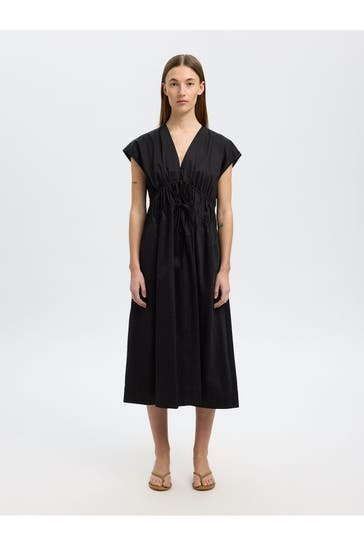 SELECTED Midikleid schwarz