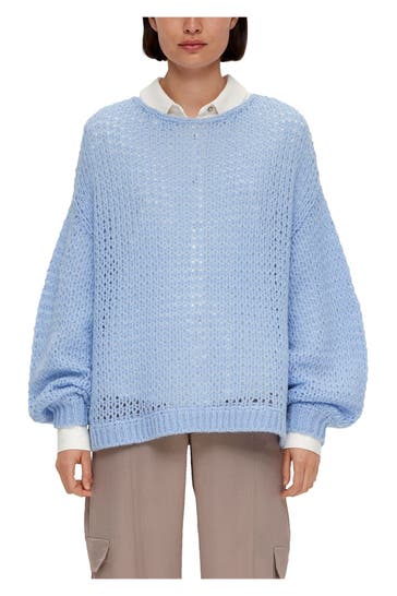 S.OLIVER BLACK LABEL Wollmix-Pullover hellblau