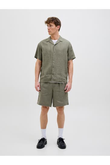 JACK & JONES Leinenshorts oliv