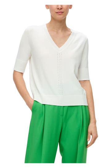 S.OLIVER BLACK LABEL Strickshirt weiß