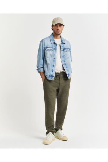 GANT Leinenhose moosgrün