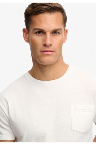 SUPERDRY Leinenmix-T-Shirt ecru