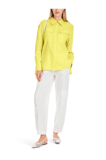 MARC CAIN Leinenmix-Casualbluse zitronengelb