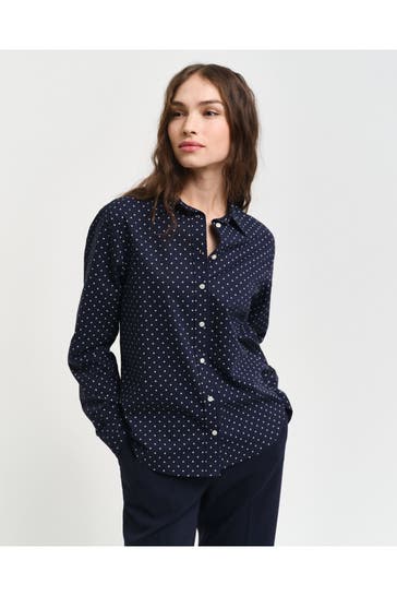GANT Casual-Bluse dunkelblau gemustert