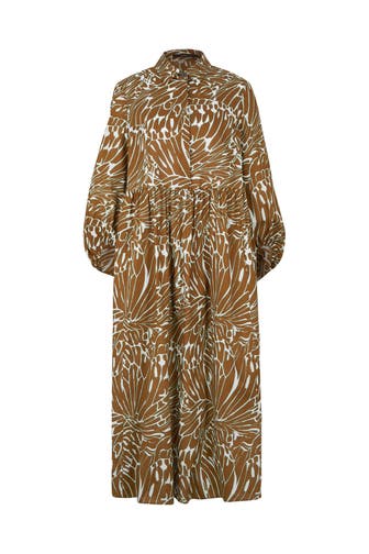 WINDSOR. Casual-Kleid Print-Kleid aus Baumwolle in Midi-Länge in Oliv-Mintgrün-Ecru gemustert oliv-mintgrün-ecru gemustert