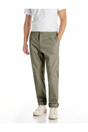 REPLAY Stoffhose oliv