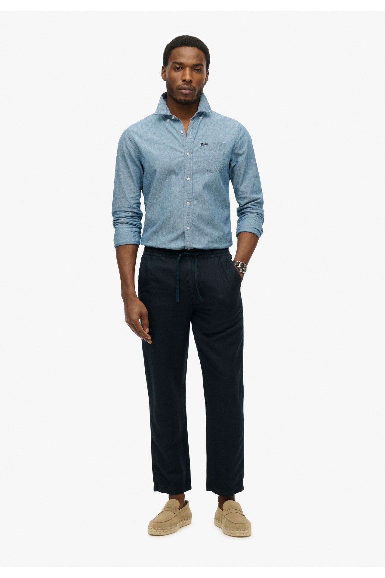 SUPERDRY Leinenmix-Hose schwarzblau, Bild 1