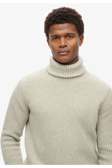 SUPERDRY Wollmix-Strickpullover hellgrau
