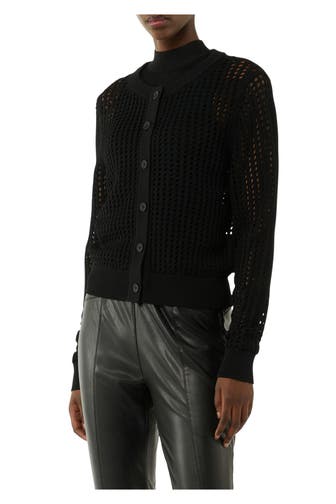COMMA, Lochstrickjacke schwarz