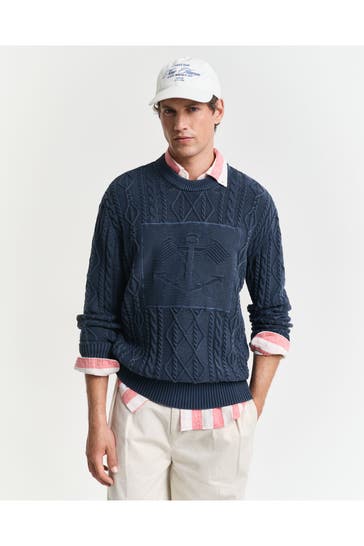 GANT Zopfstrickpullover graublau