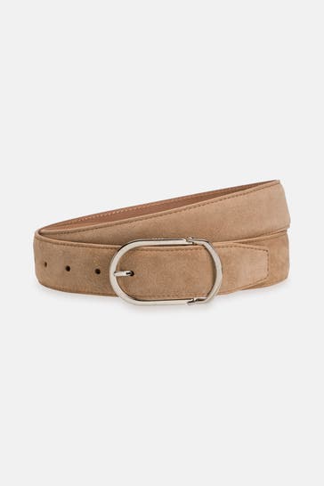 BOSS GREEN Leder-Gürtel beige