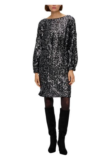 S.OLIVER BLACK LABEL Paillettenkleid schwarz