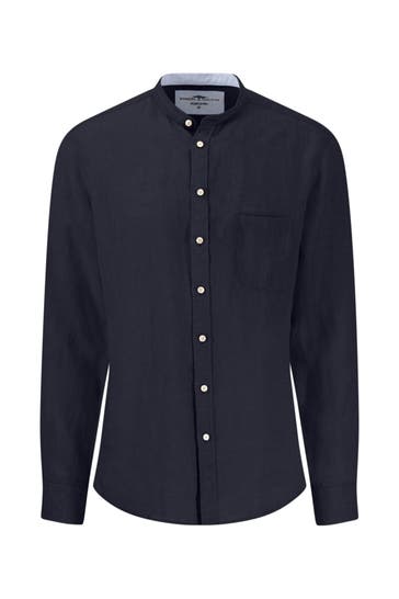 FYNCH-HATTON Leinenhemd nachtblau Slim Fit