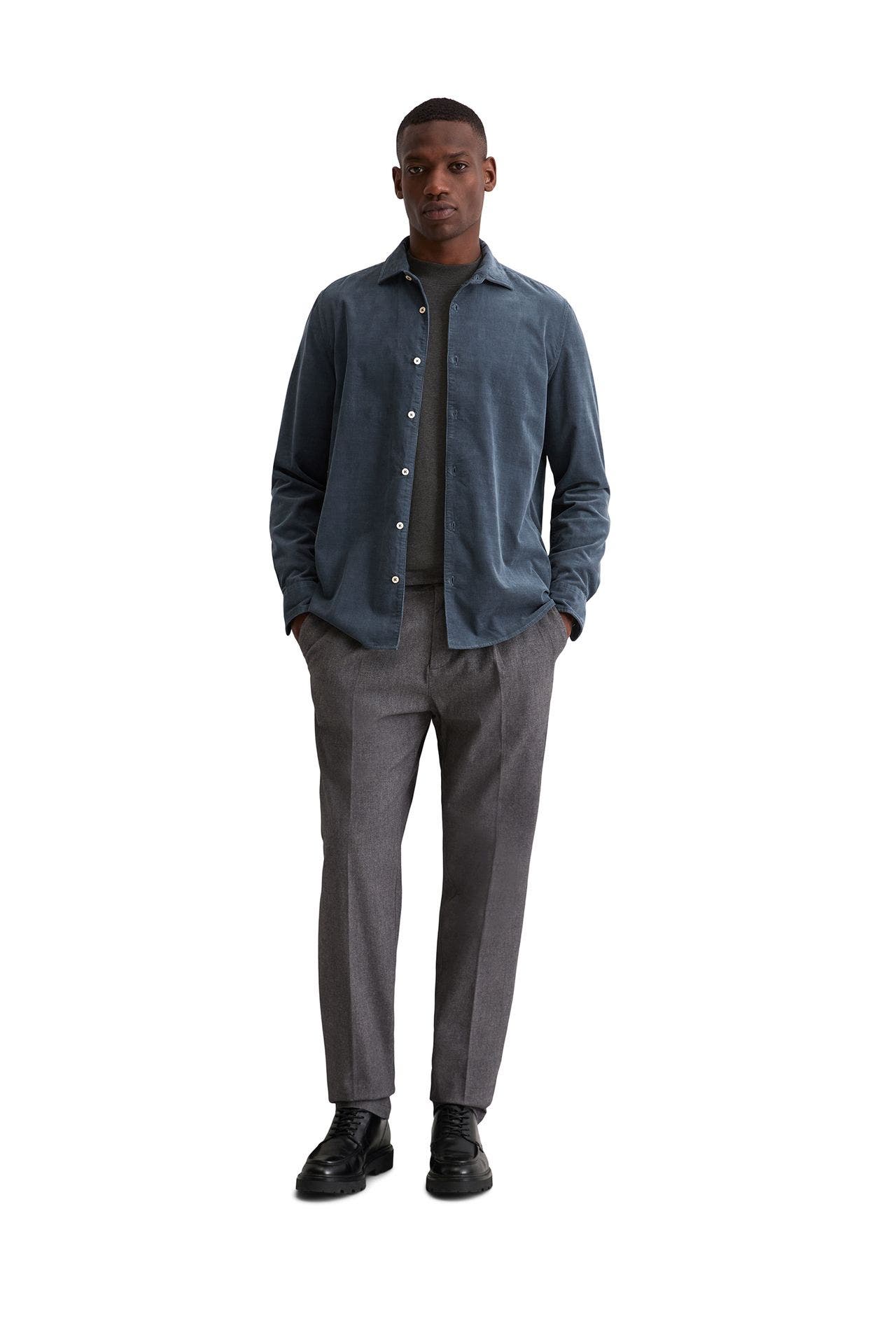 MARC O'POLO Cordhemd graublau Shaped Fit, Bild 1
