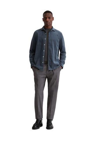 MARC O'POLO Cordhemd graublau Shaped Fit