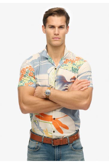 SUPERDRY Kurzarmhemd gemustert Regular Fit