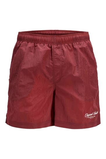 JACK & JONES Shorts 'Jpstmaui Crinkle' dunkelrot