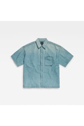 G-STAR Kurzarmhemd hellblau Oversize Fit