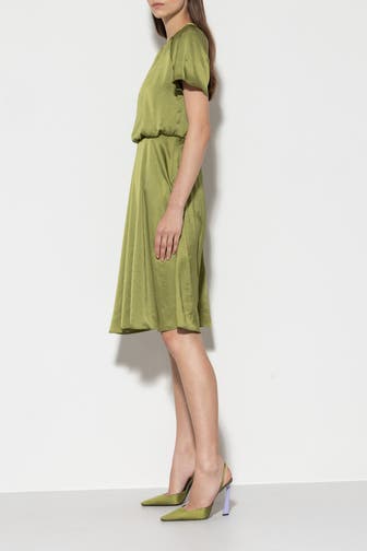 LUISA CERANO Satin-Kleid moosgrün