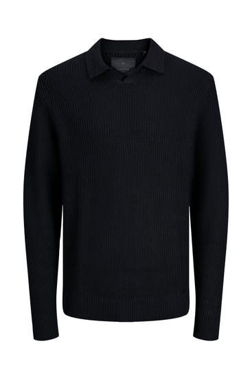 JACK & JONES - Strick-Polo schwarz