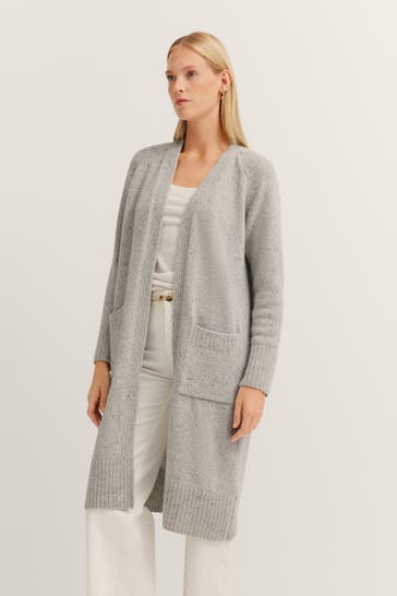 BUGATTI Wollmix-Strickjacke grau