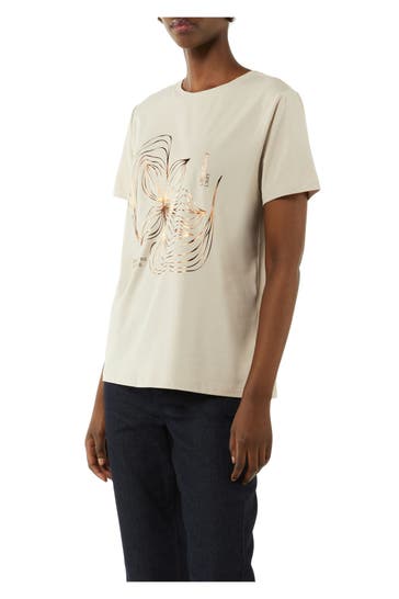 COMMA, T-Shirt beige gemustert