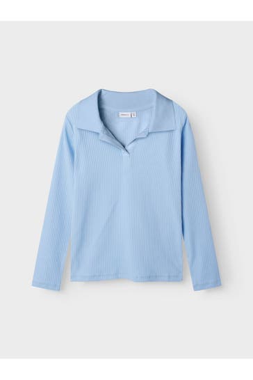 NAME IT Langarm-Polo hellblau
