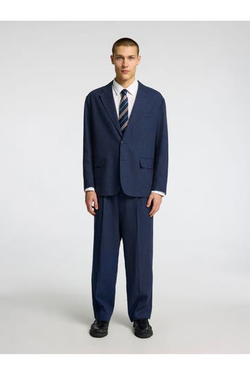 SELECTED Leinenmix-Sakko marine