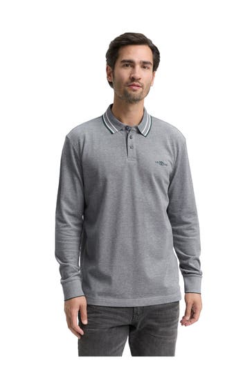 TOM TAILOR Langarm-Polo graublau