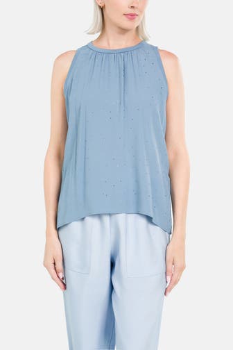 LUISA CERANO Seidenmix-Blusentop rauchblau