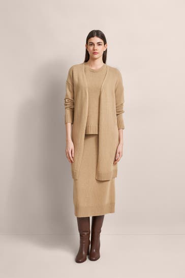 BUGATTI Wollmix-Strickjacke hellbrau