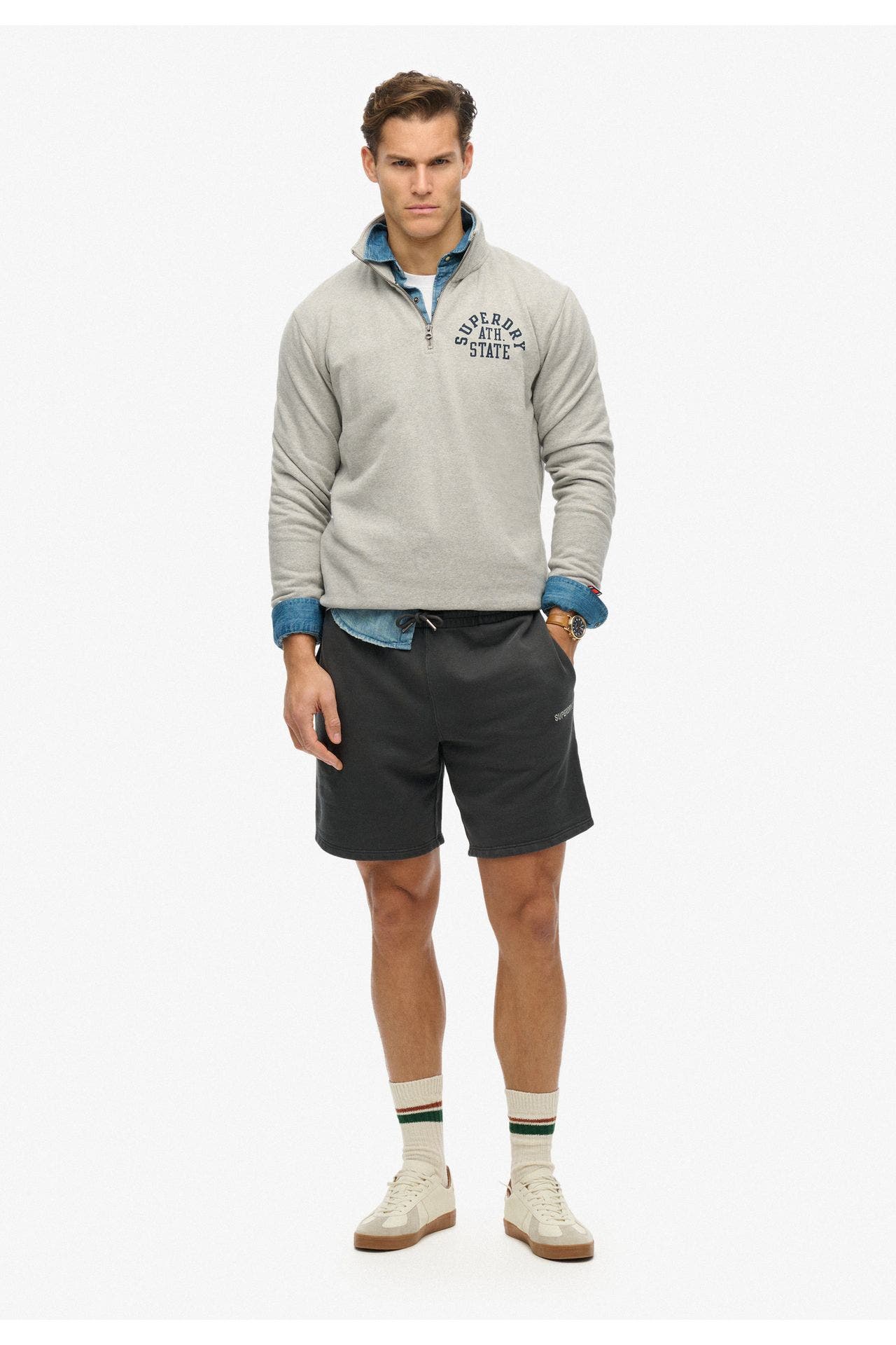 SUPERDRY Sweatshorts 'Micro' tannengrün, Bild 1