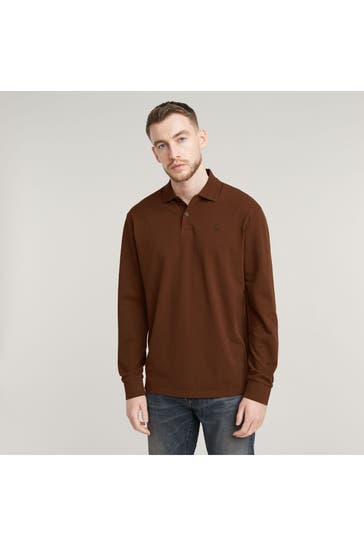 G-STAR Langarm-Polo braun