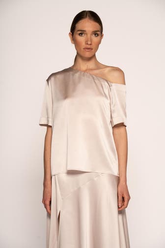 (THE MERCER) N.Y. Seidenbluse champagner