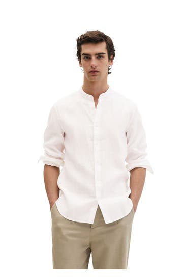MARC O'POLO Leinenhemd weiß Regular Fit