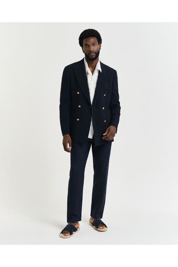 GANT Leinenhose dunkelblau