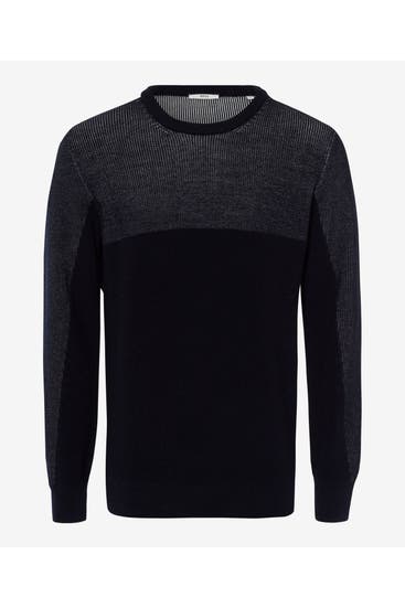 BRAX - Strickpullover schwarzblau meliert