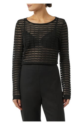 COMMA, Mesh-Strickpullover schwarz