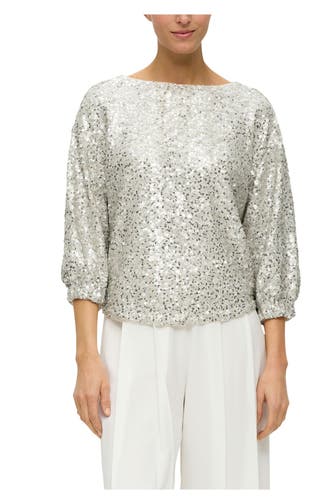 S.OLIVER BLACK LABEL Pailletten-Shirt silber