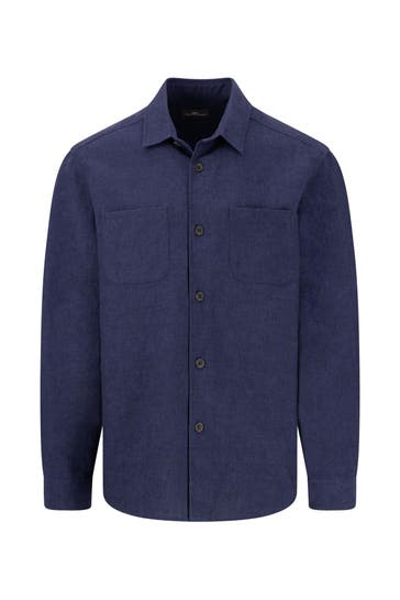 FYNCH-HATTON Leinenmix-Overshirt nachtblau