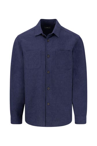 FYNCH-HATTON Leinenmix-Overshirt nachtblau